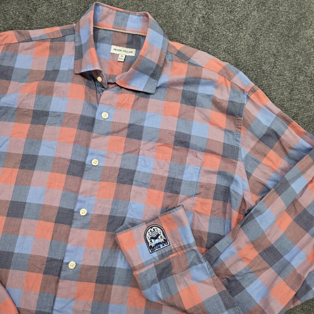 Peter Millar‎ Elk River Golf Plaid Button Up Long Sleeve Performance Shirt - XL